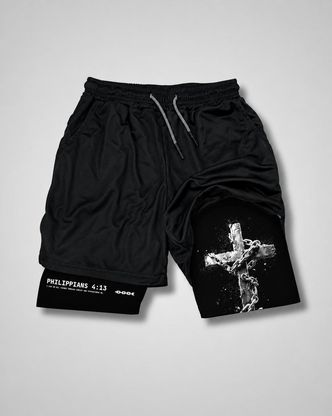 Chained Cross Performance Shorts | Philippians 4:13