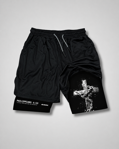 Chained Cross Performance Shorts | Philippians 4:13