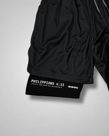 Chained Cross Performance Shorts | Philippians 4:13